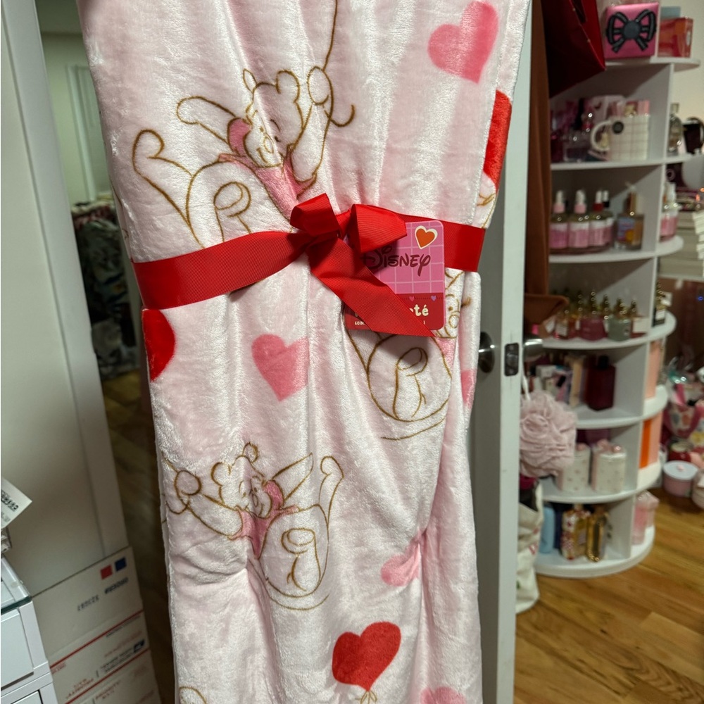 Disney Pink and Red Winnie the Pooh Blanket